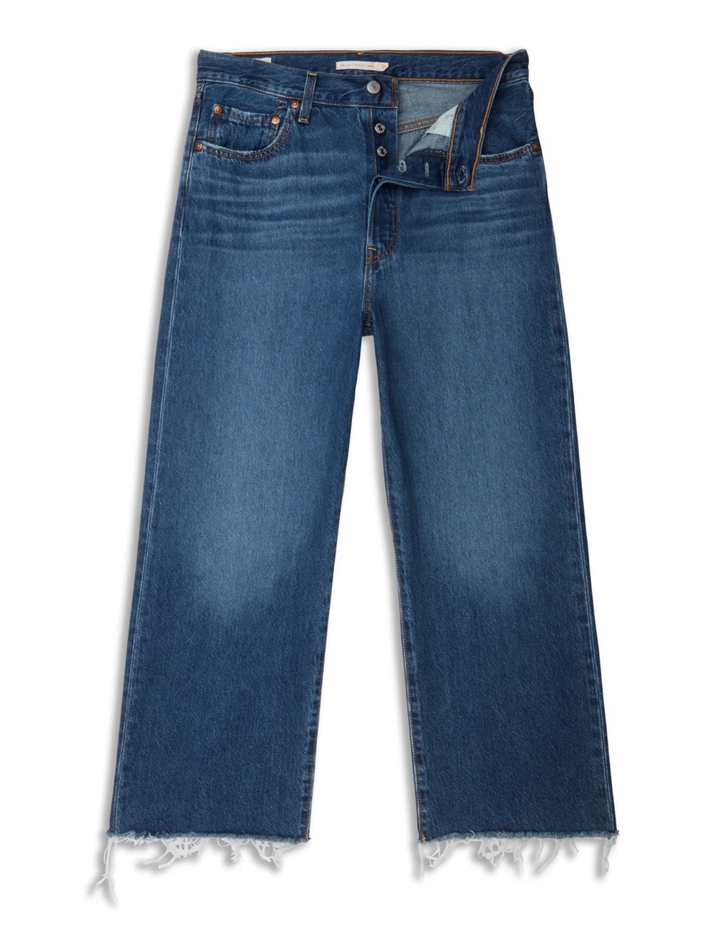 Levi’s Premium Ribcage Straight Ankle Jeans Size 30 Medium Wash Raw Hem